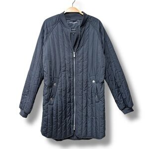 Ilse Jacobsen Grey Quilted Puffer Longline Jacket Charcoal Grey Padded Coat 38